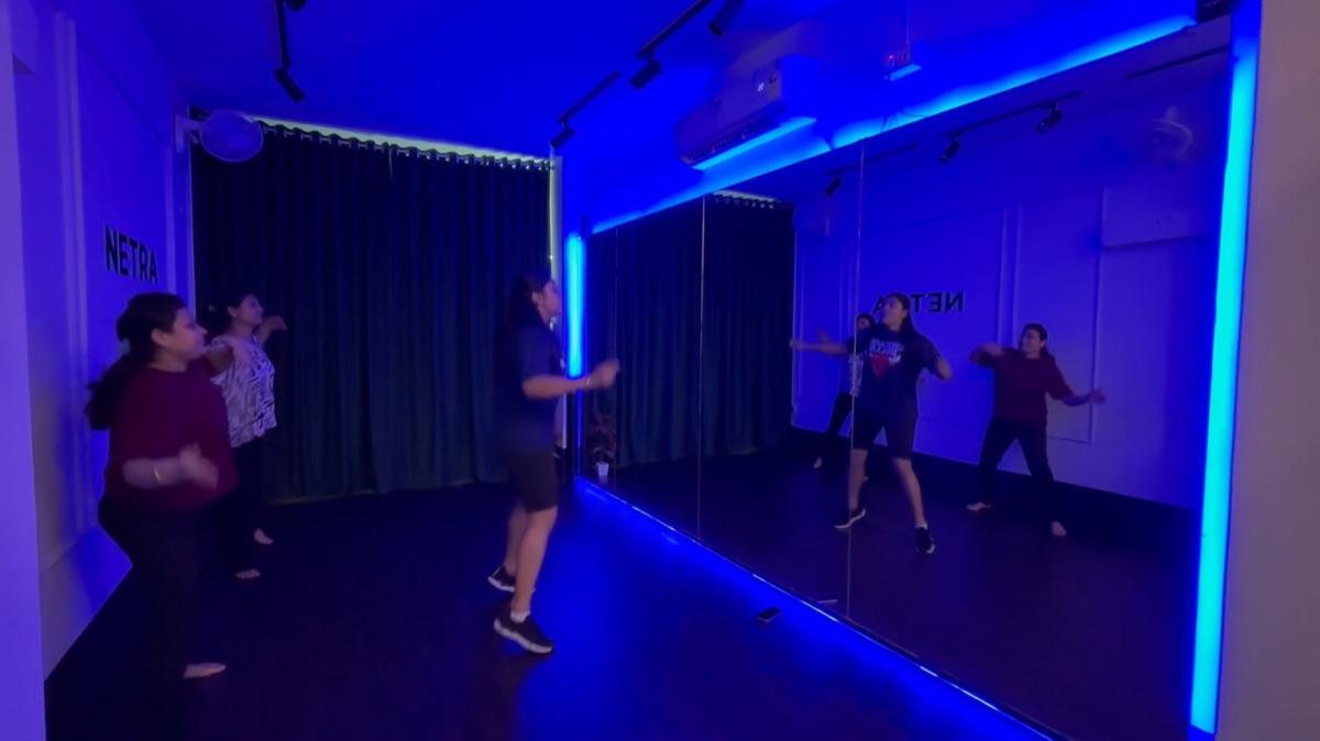 Zumba class dancing together in the Netra studio